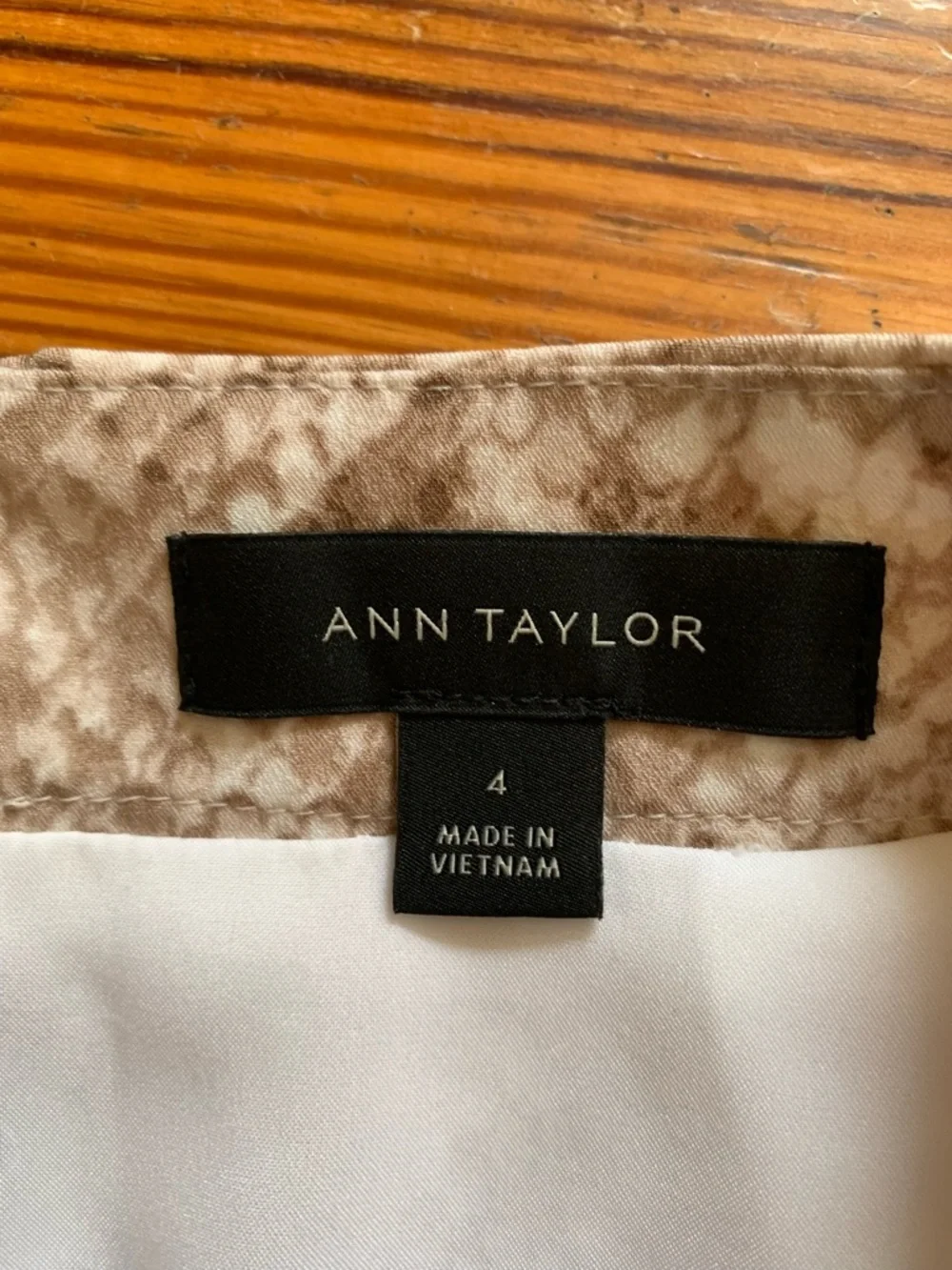 Ann Taylor Beige Snake-Print Pencil Skirt with Front Knot